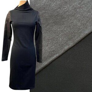NWT Iga Dress Leather Sleeves Mock Neck Black Size: 2